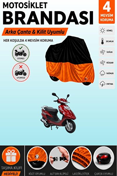 Cemku Double Black Top - Orange Bottom, Rear Bag Compatible Mondial 125 Rt Mo...
