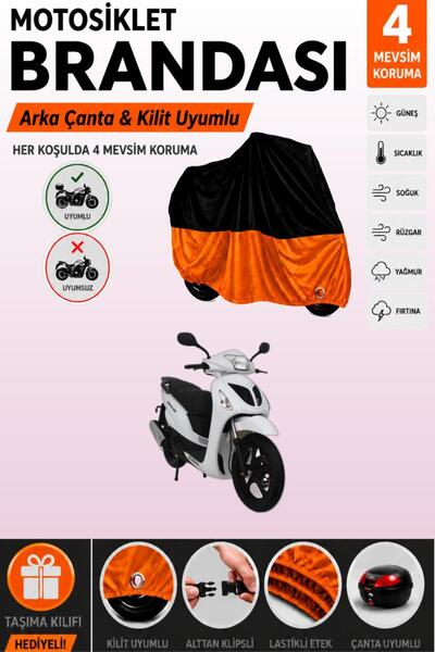 Cemku Double Black Top - Orange Bottom, Rear Bag Compatible Mondial 150 Gomax...