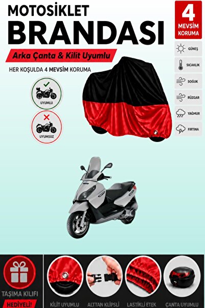 Cemku Double غطاء علوي أسود - سفلي أحمر، غطاء خلفي متوافق مع دراجة بياجيو X7 ...