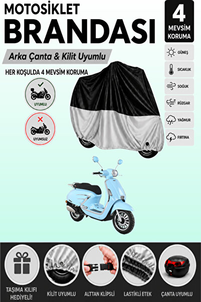Cemku Double Black Top - Gray Bottom, Rear Bag Compatible Rks Bitter 125 Moto...