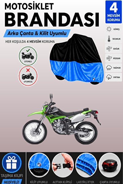 Cemku Double Black Top - Blue Bottom, Rear Bag Compatible Kawasaki Klx 250 Mo...