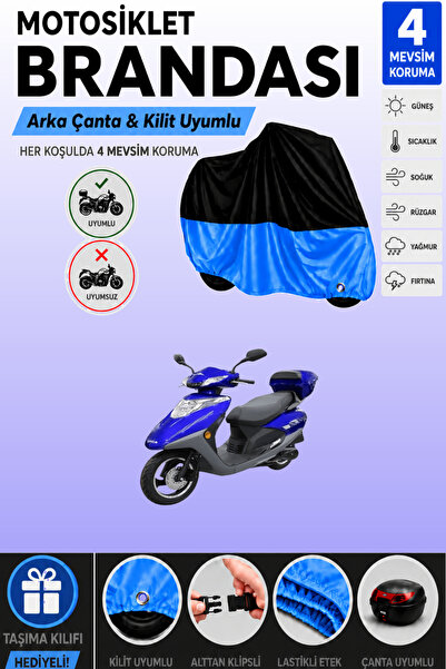 Cemku Double Black Top - Blue Bottom, Rear Bag Compatible King Motor Spica 10...