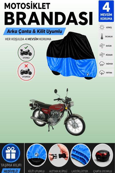 Cemku Double Black Top - Blue Bottom, Rear Bag Compatible Mondial 125 Uag Mot...