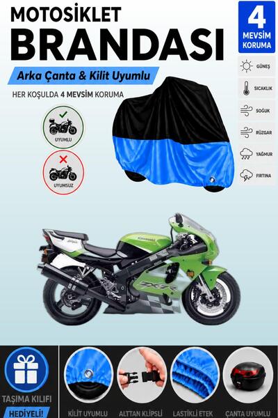 Cemku Double Black Top - Blue Bottom, Rear Bag Compatible Kawasaki Zx-7 R Mot...