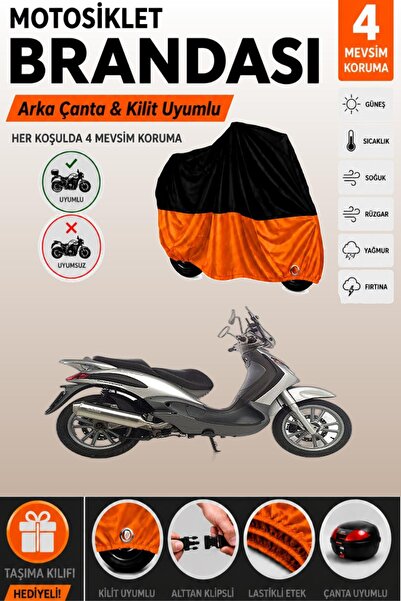 Cemku Double Black Top - Orange Bottom, Rear Bag Compatible Piaggio Beverly 2...