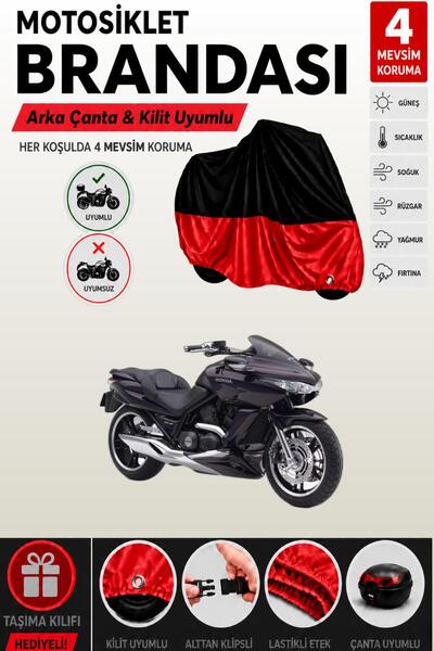 Cemku Double Black Top - Red Bottom, Rear Bag Compatible Honda Dn - 01 Motorc...