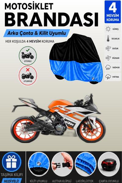 Cemku Double Black Top - Blue Bottom, Rear Bag Compatible Ktm 125 Rc Motorcyc...