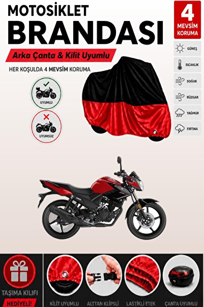 Cemku Double Black Top - Red Bottom, Rear Bag Compatible Yamaha Ys 125 Motorc...
