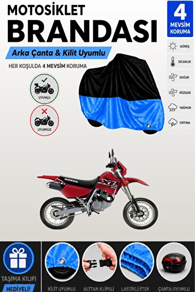 Cemku Double Black Top - Blue Bottom, Rear Bag Compatible Honda XL 200 Motorc...