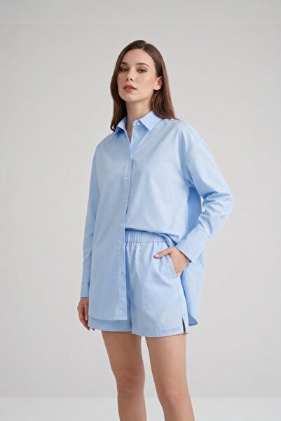 Miss Dünya Lissa Pantaloni scurți Bermuda cu talie înaltă din poplin 100% bum...