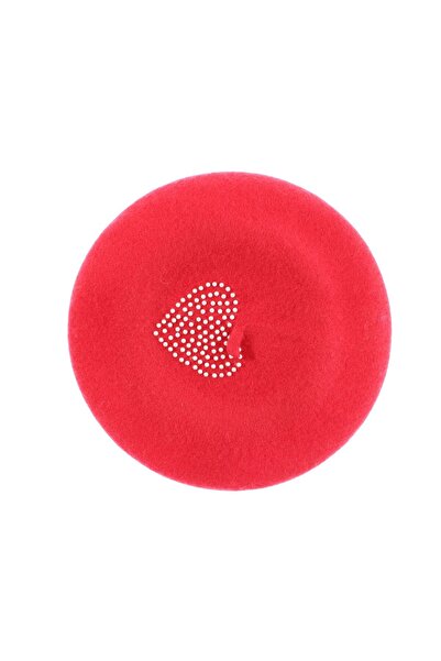 ButicCochet Women's beret, wool, Buticcochet, pearl pattern, one size, Red - ...