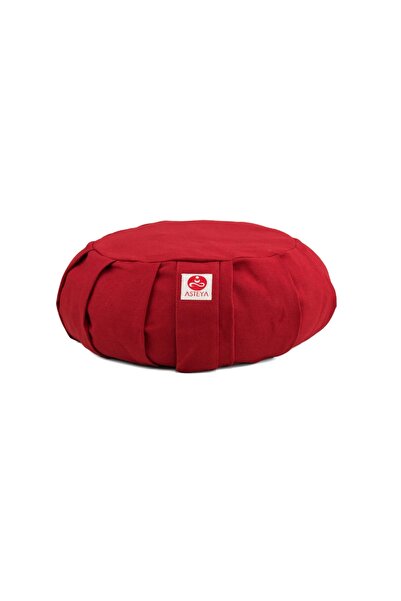 ASTEYA Premium Pleated Zafu Meditation Cushion, Red Color, 100% Cotton, Natur...