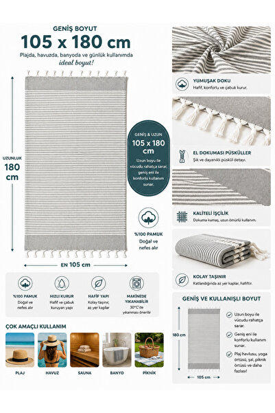 YUYİ 105*180 PROSOP DE PLAJĂ DIN BUMBAC, DIMENSIUNE MARE