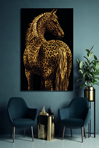 Casablanka Concept Gold Işıltılı Leopar Desenli At Tasarım Lüks 4mm Temperli ...