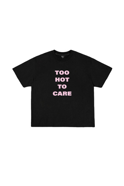 WHITE OF CREATIVE Too Hot To Care Baskılı Yazılı Tişört