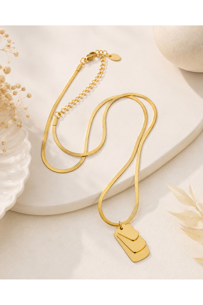Archhazel Jewelery Gold Italian Chain Plate Necklace