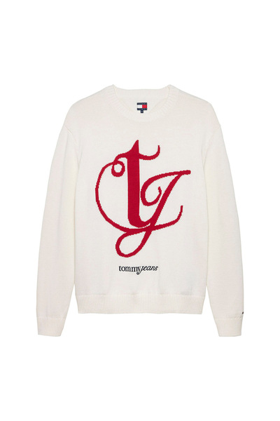 Tommy Hilfiger Mens Knitted Sweater with Logo Embroidery and Intarsia, Regula...
