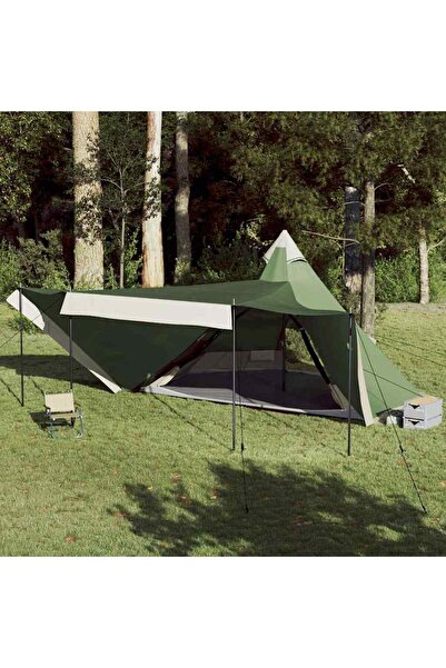 vidaxl Cort de familie Tipi pentru 8 persoane, verde, impermeabil