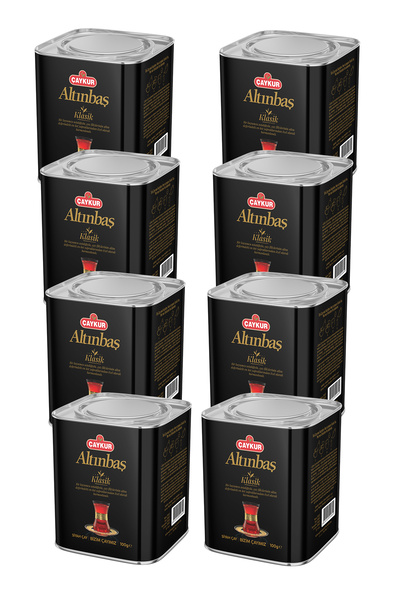 Çaykur Altınbaş Tea Tin Box (Plain) 100 Gr. Pack of Eight