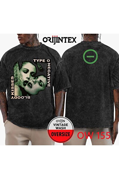 orijintex Tricou Type O Negative, cu aspect spălat, supradimensionat