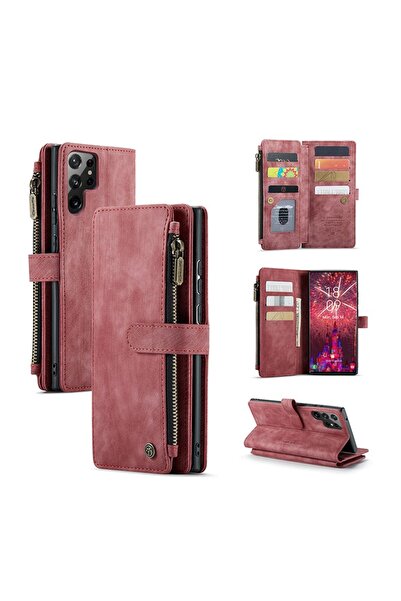 Caseme Multifunctional Θήκη Πορτοφόλι Red (Samsung Galaxy S22 Ultra 5G)