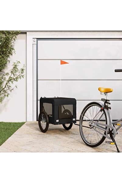 vidaxl Remorcă bicicletă animale companie, negru, textil oxford/fier