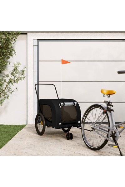 vidaxl Remorcă bicicletă animale companie, negru, textil oxford/fier