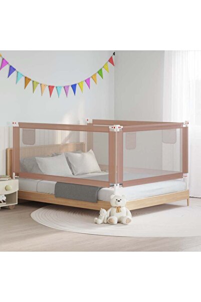 vidaxl Children's bed guardrail, taupe gray, 190x25 cm, textile