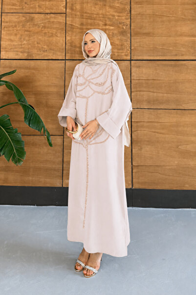 Miss Allos Women's Embroidered Bat Sleeve Linen Dress