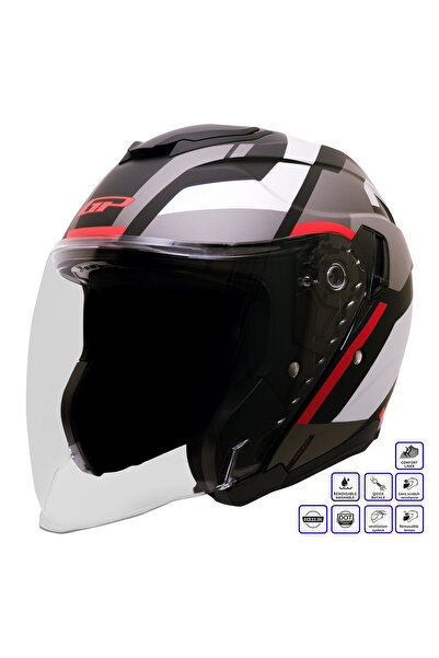 GP KOMPOZİT MKS009-GR Şeffaf Vizörlü Motosiklet Yarım Kask