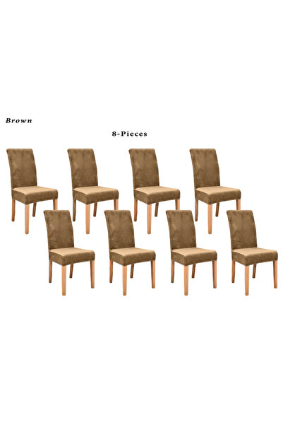 Evory Home Velvet Dining Fitted Chair Covers Set of 8 Stretch Elastic Soft Ch...