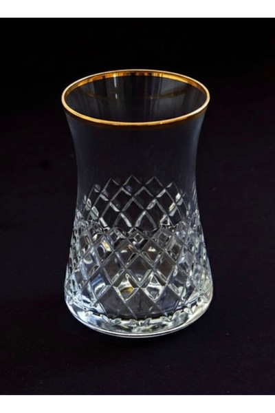 Paşabahçe heybeli Lizbon yaldızlı kristal dekorlu çay bardağı 6’lı 170cc