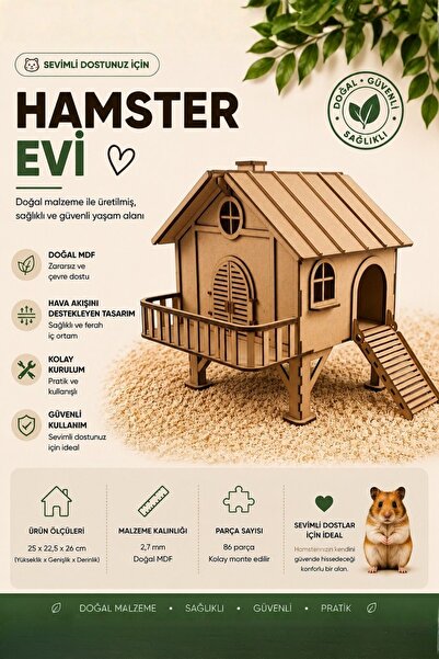 ALGWOOD Ahşap Hamster Evi ve Oyun Alanı - Küçük Evcil Hayvanlar İçin Aktivite...