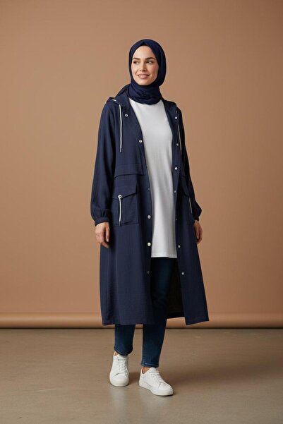 Letafet Cotton Below-The-Knee Hooded Cardigan