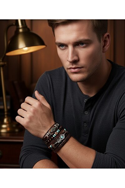 Jivva's Collection Set of 6 Unisex Retro-Ethnic Wooden Beaded Bracelets for M...