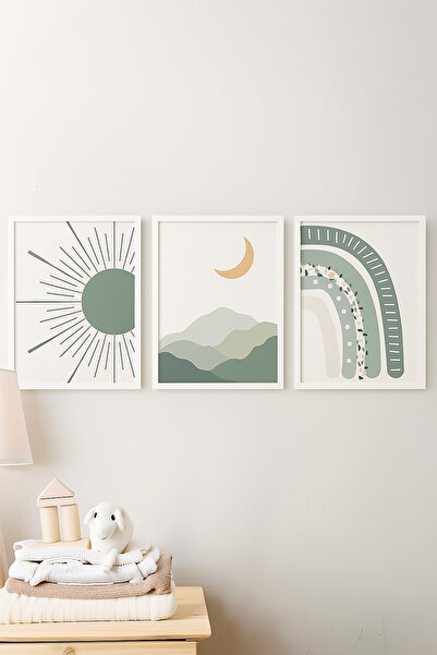 NT Handmade Laminated Framed Pvc Protected Uv Printed 3-Piece Baby Kids Room ...