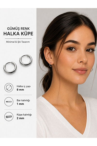 8 mm 316L Çelik Halka Küpe