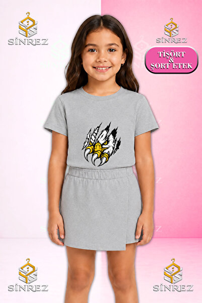 SİNREZ Set pentru fete EAGLE PRINTED IN THE PENCE Tricou cu mânecă scurtă, pa...