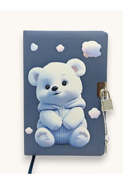Limmy Cute Polar Bear Journal (Daily) Lockable Notebook 80 Sheets - Navy Blue