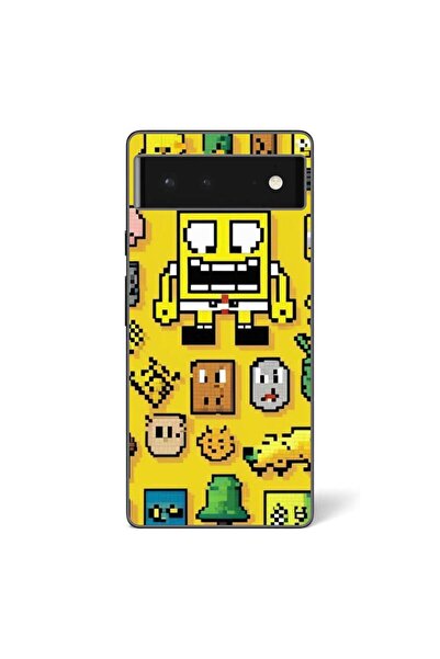 OEM Husa compatibila cu Google Pixel 6 Silicon Gel Tpu Model Pixel Art Spongebob