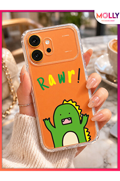 Molly HONOR 600 İçin Şeffaf Rawr Dinosaur Desenli Silikon Kılıf