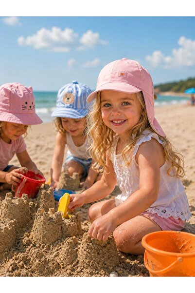 Kitti Girls' 100% Linen Summer Hat with Back-Of-Head Fastening and Neck Prote...