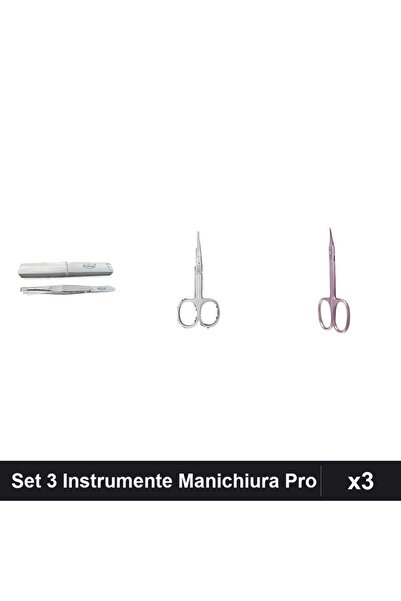 One Group Set 3 Instrumente Manichiura Profesionale, Penseta Forfecuta Unghii...