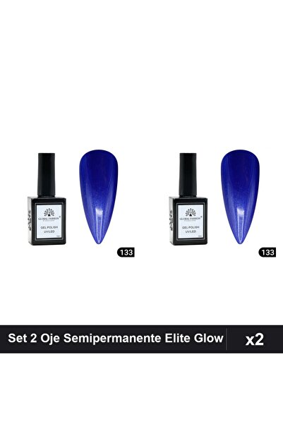 global fashion Set 2 Oje Semipermanente Elite Glow 15ml, Gel Polish UV/LED