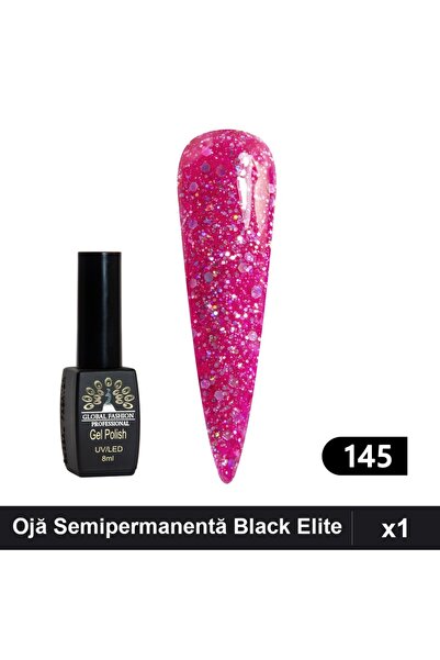 global fashion Ojă Semipermanentă Black Elite 8ml, Manichiură UV/LED,