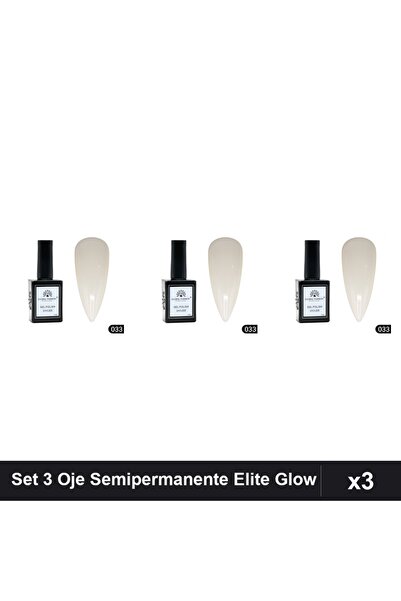 global fashion Set 3 Oje Semipermanente Elite Glow 15ml, Gel Polish UV/LED