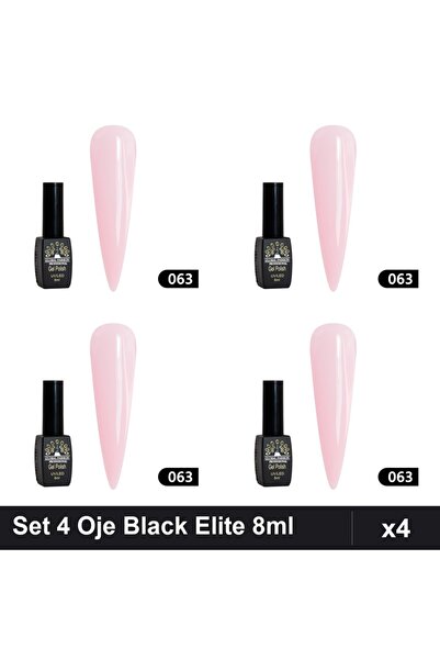 global fashion Set 4 Oje Semipermanente Black Elite 8ml, Ojă UV/LED Manichiur...
