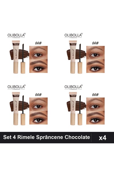OLİBOLLA Set of 4 Eyebrow Mascaras #04 Chocolate, Professional Eyebrow Manicure