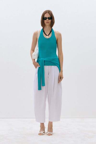 Suud Collection White Raya Washed Poplin Trousers