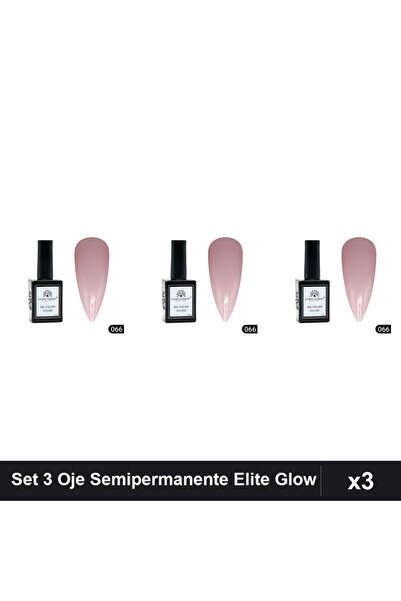 global fashion Set 3 Oje Semipermanente Elite Glow 15ml, Gel Polish UV/LED